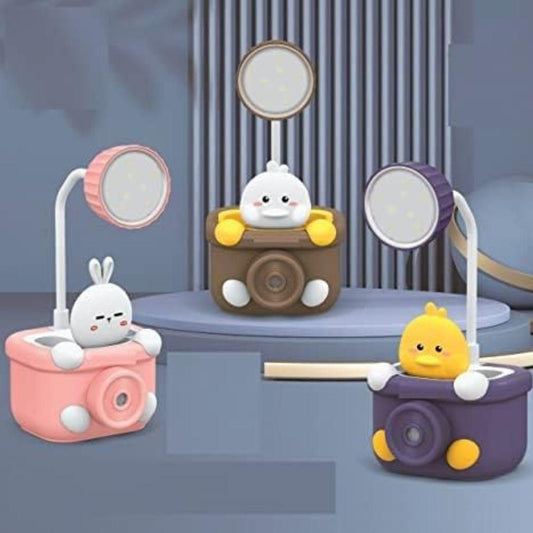 Cute Cartoon Animal LED Table Lamp – Rechargeable 3-in-1 Desk Light with Pen Holder & Sharpener, Perfect for Kids Study Room / Home / Office