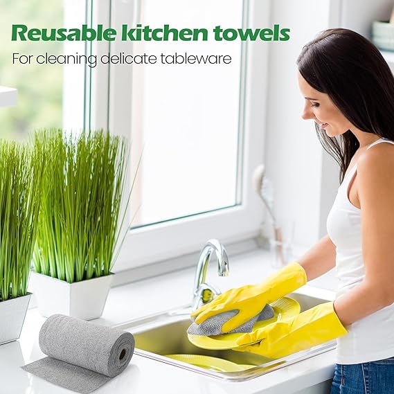 Reusable Microfiber Cleaning Cloth Roll – Grey (20 Pack)